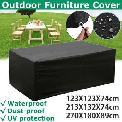 Heavy-Duty Waterproof Patio Furniture Cover – Square Design (Black) Habicare