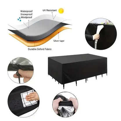 Heavy-Duty Waterproof Patio Furniture Cover – Square Design (Black) Habicare