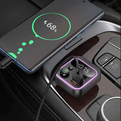 Hoco 38W FM Car Kit with PD+QC, RGB Light (E85) | Bluetooth 5.4 Car Charger