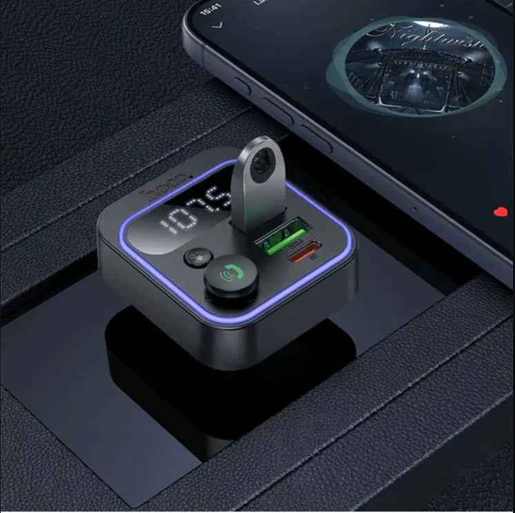 Hoco 38W FM Car Kit with PD+QC, RGB Light (E85) | Bluetooth 5.4 Car Charger