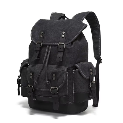 Waxed Canvas Leather Backpack — Retro Heritage Rucksack | Travel & Adventure Pack