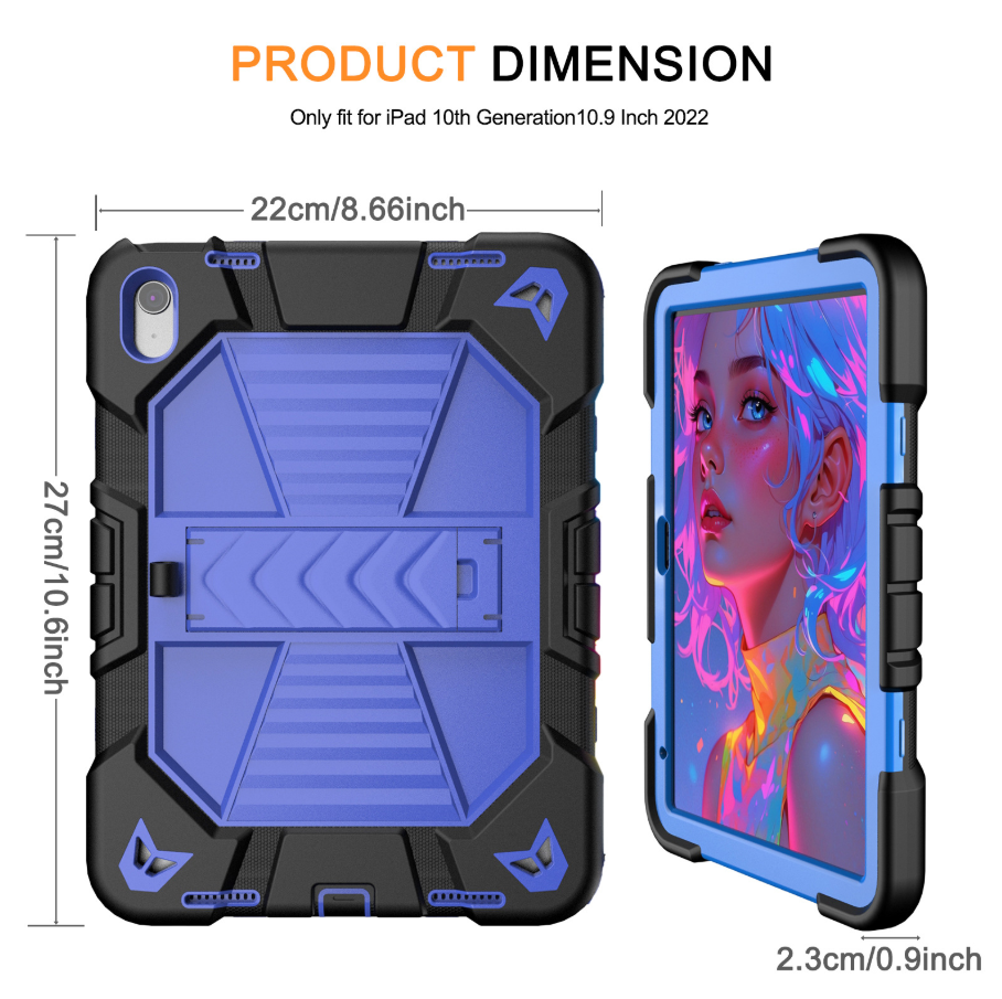 Apple iPad Air 11-Inch (M3) 2025 Rugged Shockproof Case with Kickstand (Blue)