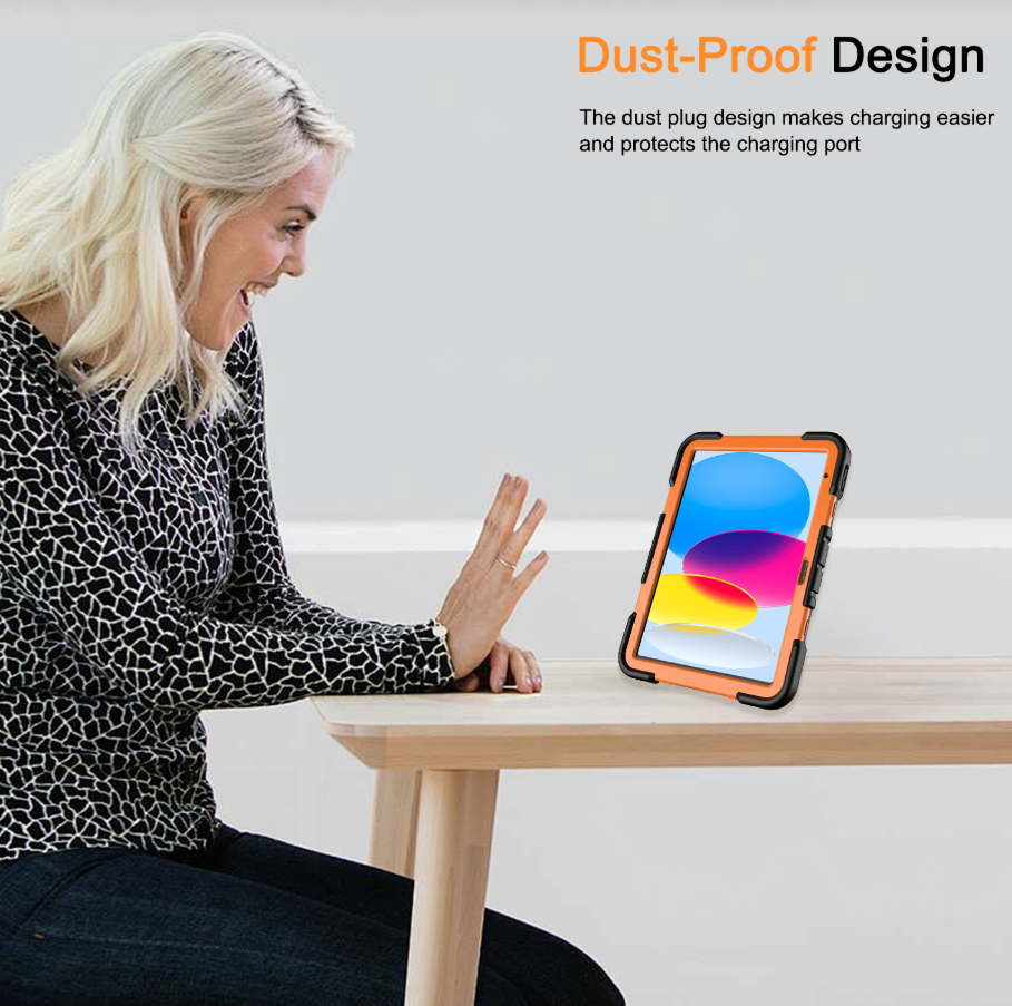 iPad Air 5th Generation (10.9 Inch) Rugged Shockproof Case with Kickstand (Orange)