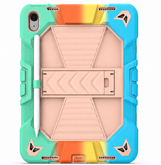 iPad Air 5th Generation (10.9 Inch) Rugged Shockproof Case with Kickstand (Rainbow)