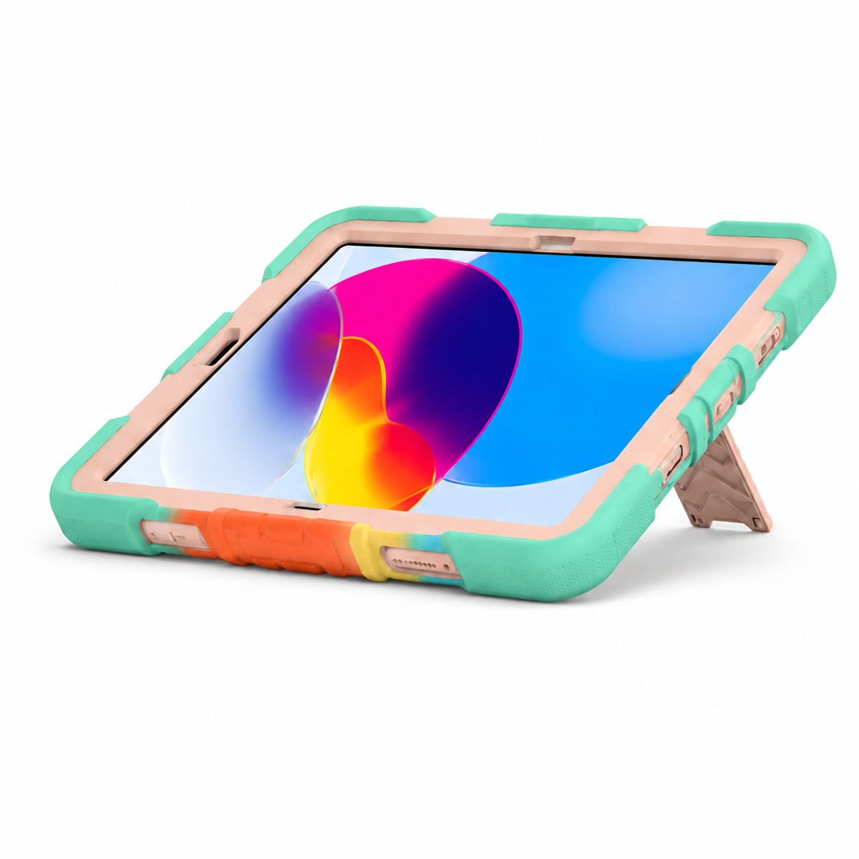 Apple iPad Air 11-Inch (M3) 2025 Rugged Shockproof Case with Kickstand(Rainbow)