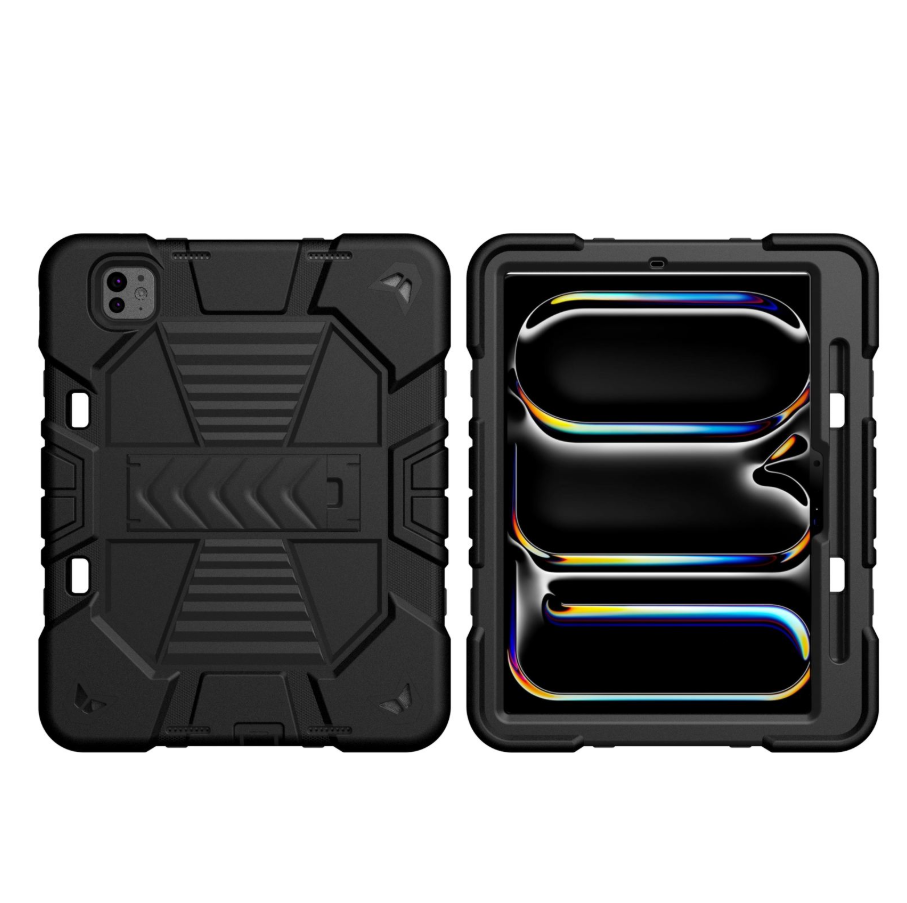 iPad Pro 11-Inch (M4) 2024 7th Gen Rugged Shockproof Case with Kickstand (Black)