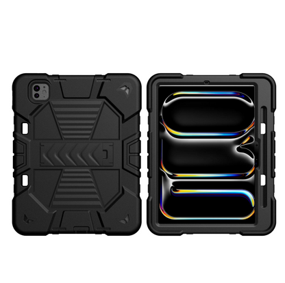 iPad Pro 11-Inch (M4) 2024 7th Gen Rugged Shockproof Case with Kickstand (Black)