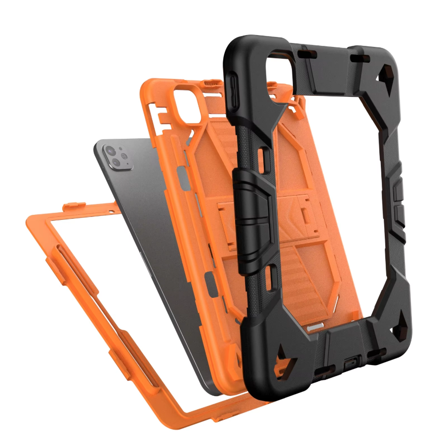iPad Pro 11-Inch (M5) 2025 Rugged Shockproof Case with Kickstand (Orange)