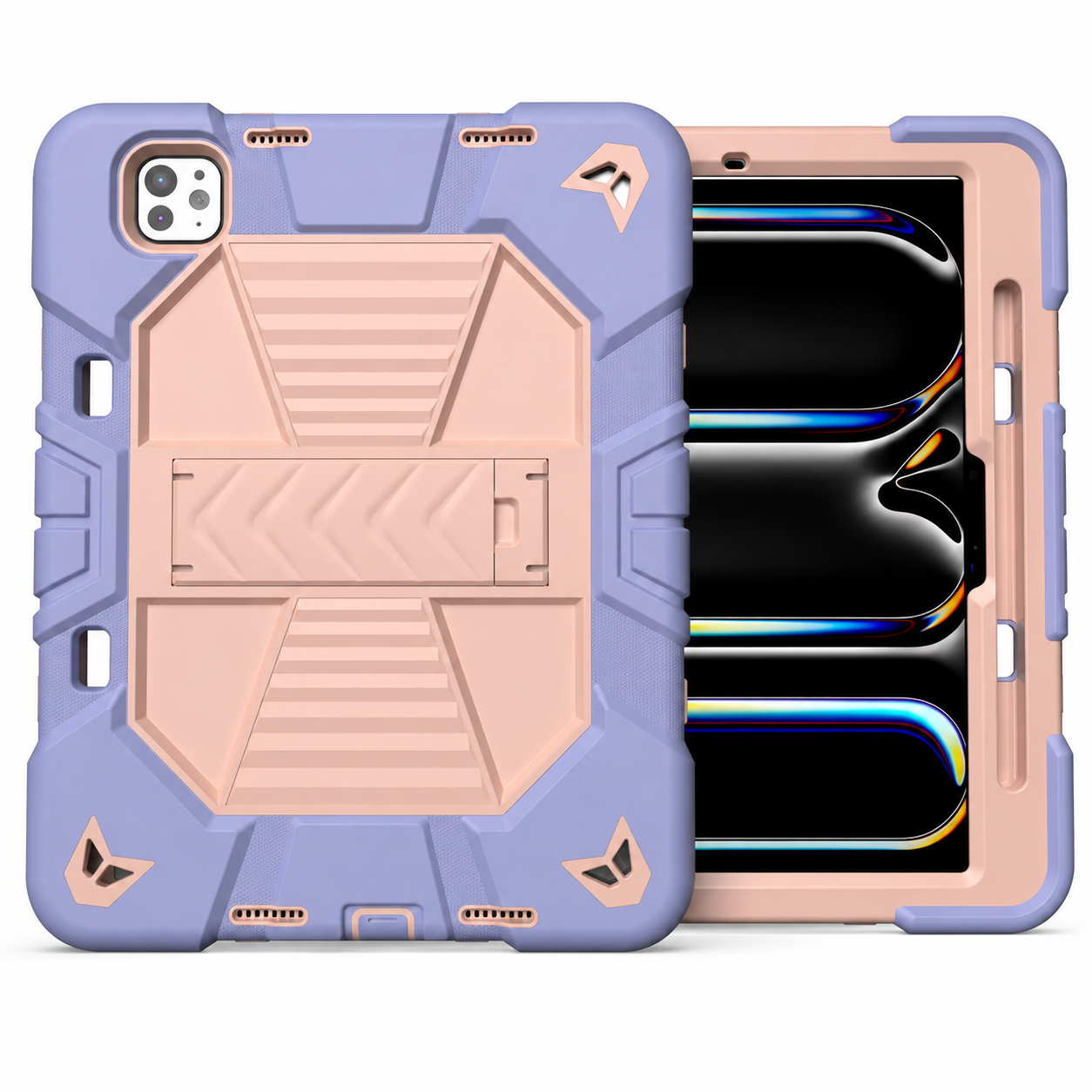 iPad Pro 11-Inch (M4) 2024 7th Gen Rugged Shockproof Case with Kickstand (Pink)