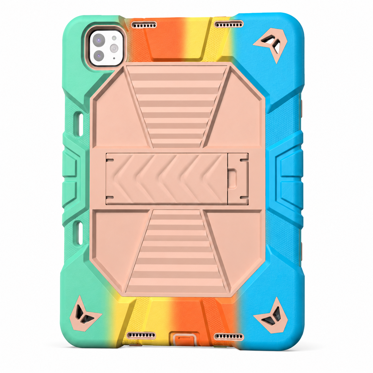 iPad Pro 11-Inch (M4) 2024 7th Gen Rugged Shockproof Case with Kickstand (Rainbow)