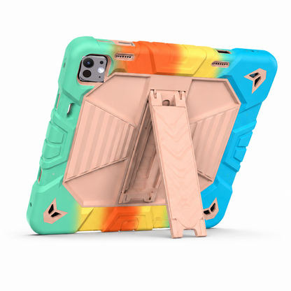 iPad Pro 11-Inch (M4) 2024 7th Gen Rugged Shockproof Case with Kickstand (Rainbow)