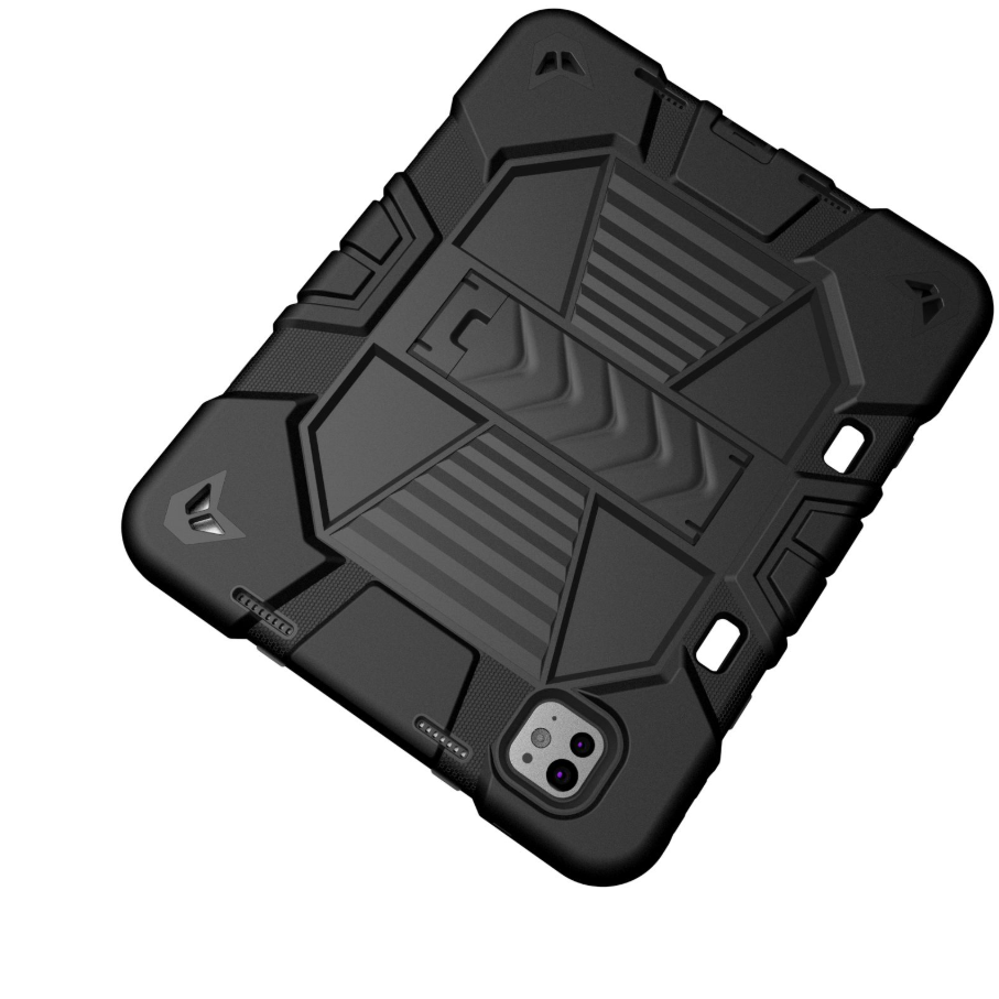 iPad Pro 11-Inch (M4) 2024 7th Gen Rugged Shockproof Case with Kickstand (Black)