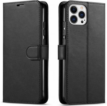 iPhone 12 Pro Max Flip PU Leather Wallet Case (Black) - ShopHub