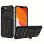 iPhone 15 Pro Heavy Duty Shockproof Case With Card Holder & Kickstand (Black) - ShopHub