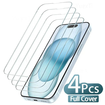 Screen Protector - Tempered Glass for iPhone (Pack of 4) (All Models) Habicare