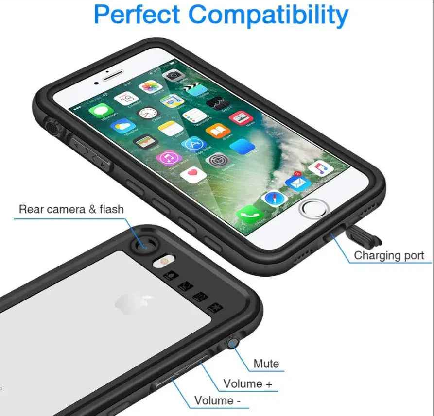 Redpepper Waterproof Case for iPhone SE Black