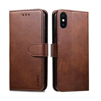 Synthetic Leather Flip Case for iPhone XR (Brown) 9eight5