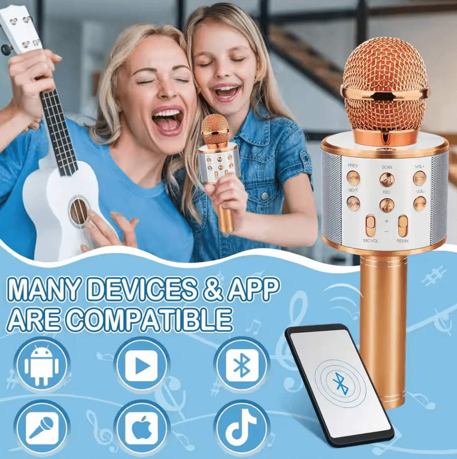 Wireless Bluetooth Karaoke Microphone– 5-in-1 Portable Mic techplus
