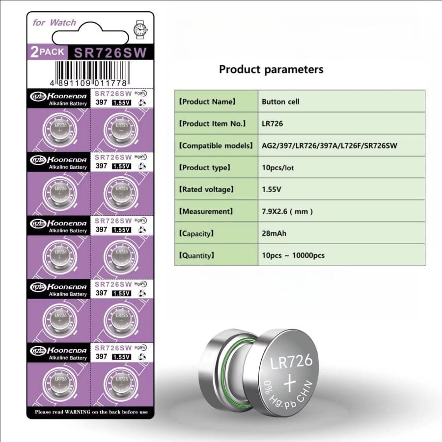Koonenda 397 / 396 / SR726SW Watch Batteries (10 Pack) That Watch Shop