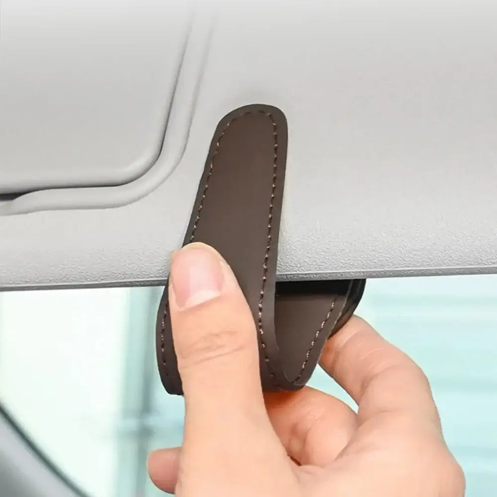 Leather Car Sunglasses & Card Holder Clip Habicare