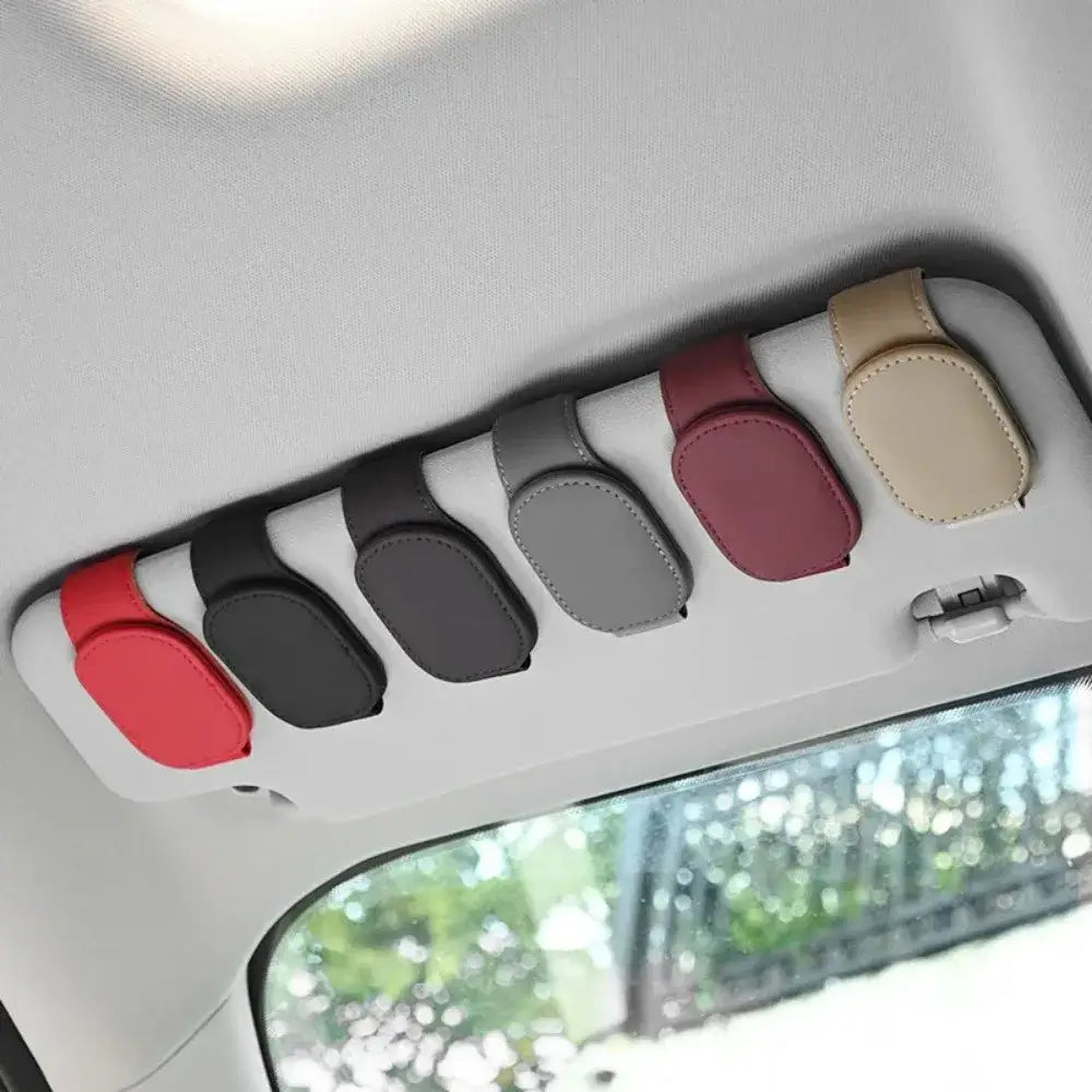 Leather Car Sunglasses & Card Holder Clip Habicare