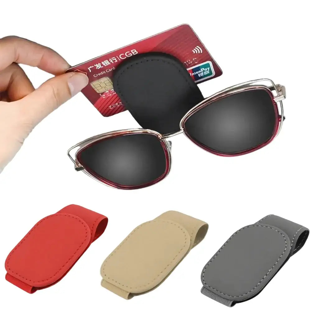 Leather Car Sunglasses & Card Holder Clip Habicare