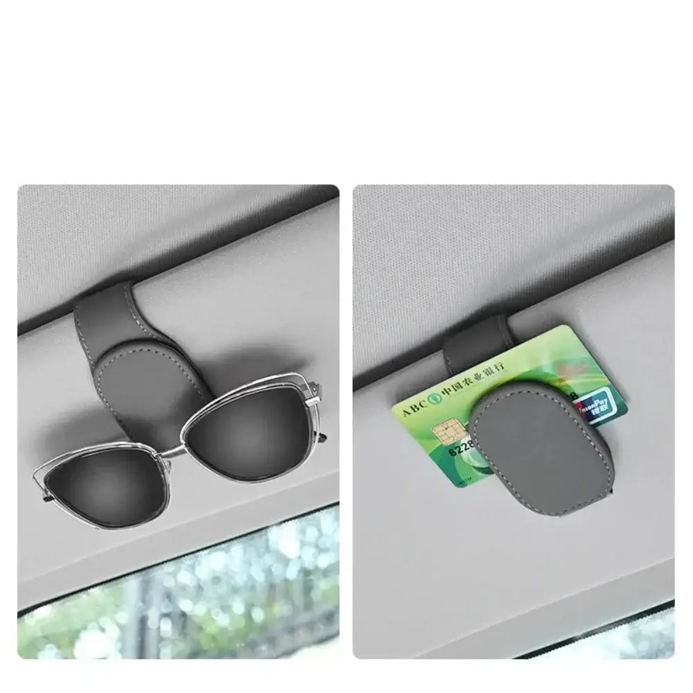 Leather Car Sunglasses & Card Holder Clip Habicare