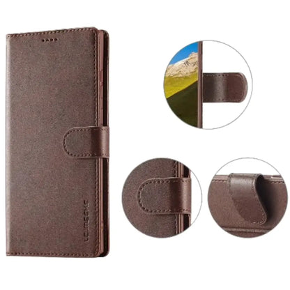 Leather Wallet Flip Case for Samsung Galaxy Series (Brown) Habicare