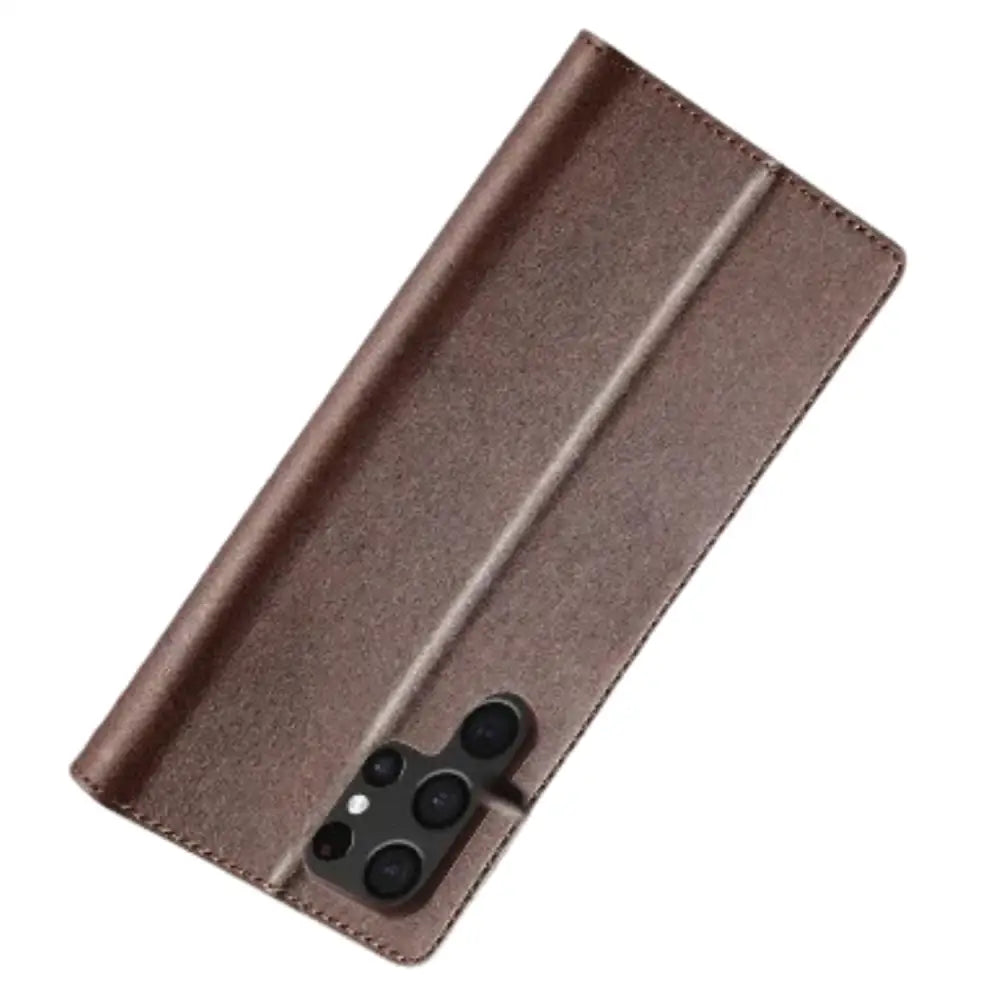 Leather Wallet Flip Case for Samsung Galaxy Series (Brown) Habicare
