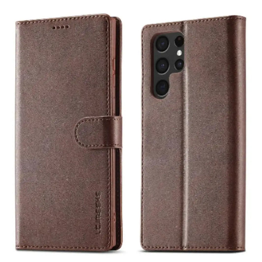 Leather Wallet Flip Case for Samsung Galaxy Series (Brown) Habicare