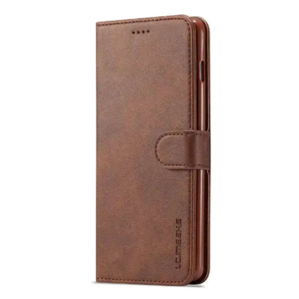 Leather Wallet Flip Case for Samsung Galaxy Series (Brown) Habicare