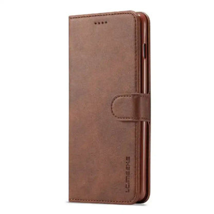 Leather Wallet Flip Case for Samsung Galaxy Series (Brown) Habicare