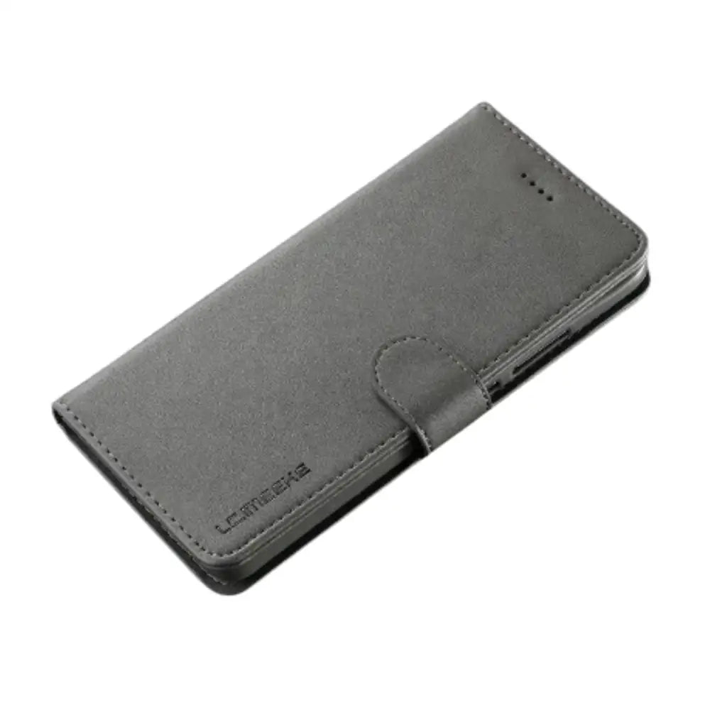 Leather Wallet Flip Case for Samsung Galaxy Series (Gray) Habicare