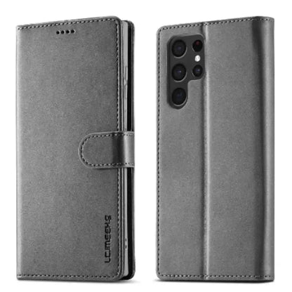 Leather Wallet Flip Case for Samsung Galaxy Series (Gray) Habicare