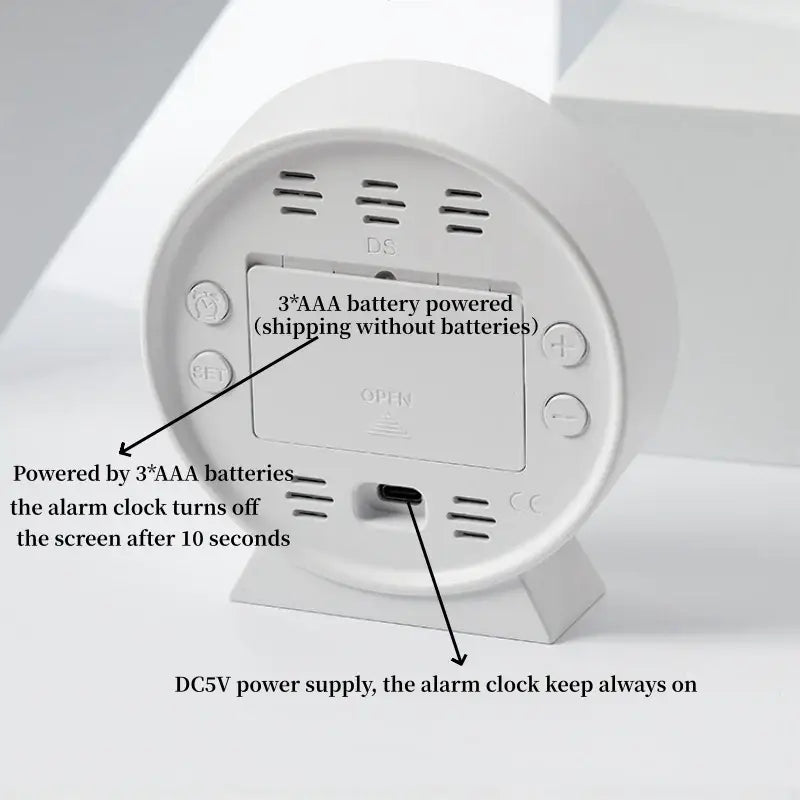 LED Digital Alarm Clock – Adjustable Brightness, Dual Alarms, Date & Temperature Display Habicare