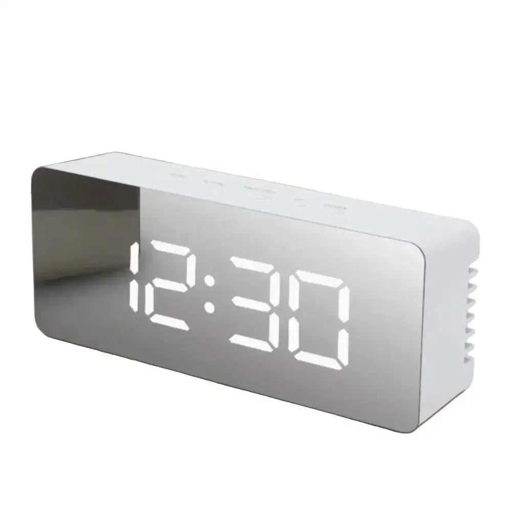 LED Mirror Alarm Clock with Temperature & Smart Night Light (available in 2 shapes) Habicare