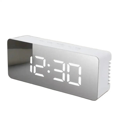 LED Mirror Alarm Clock with Temperature & Smart Night Light (available in 2 shapes) Habicare