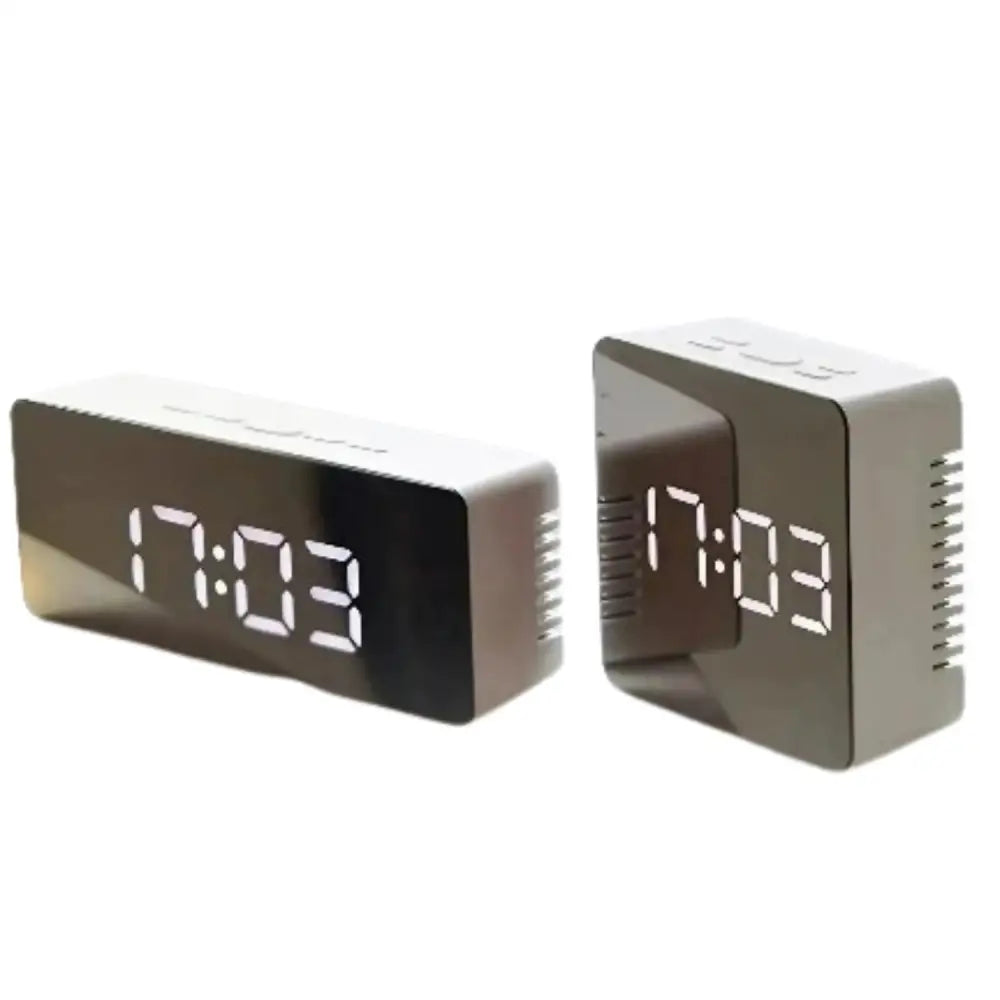 LED Mirror Alarm Clock with Temperature & Smart Night Light (available in 2 shapes) Habicare