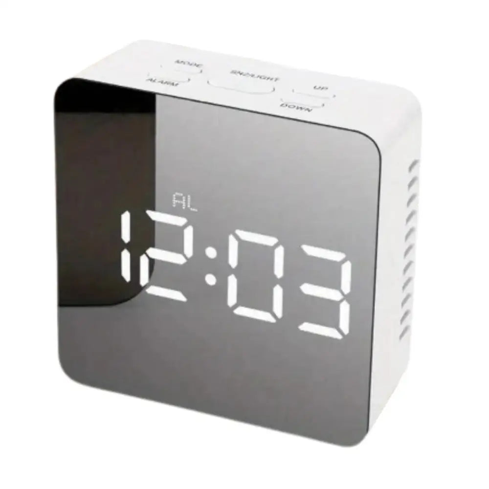 LED Mirror Alarm Clock with Temperature & Smart Night Light (available in 2 shapes) Habicare
