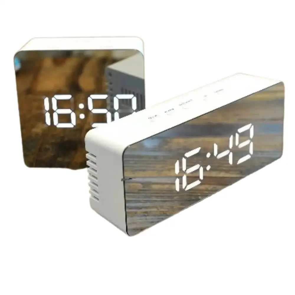 LED Mirror Alarm Clock with Temperature & Smart Night Light (available in 2 shapes) Habicare