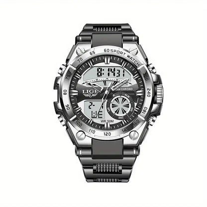 LIGE Men's Digital Sports Watch – LED Display, Quartz Movement, Stopwatch (4 designs available) Habicare