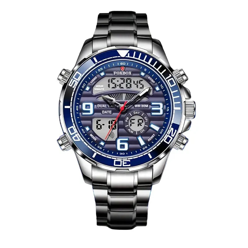 LIGE Men's Dual Display Watch – Stainless Steel Quartz (6 models available) Habicare
