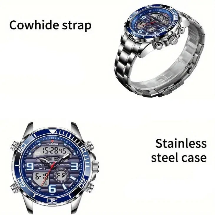 LIGE Men's Dual Display Watch – Stainless Steel Quartz (6 models available) Habicare