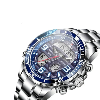 LIGE Men's Dual Display Watch – Stainless Steel Quartz (6 models available) Habicare