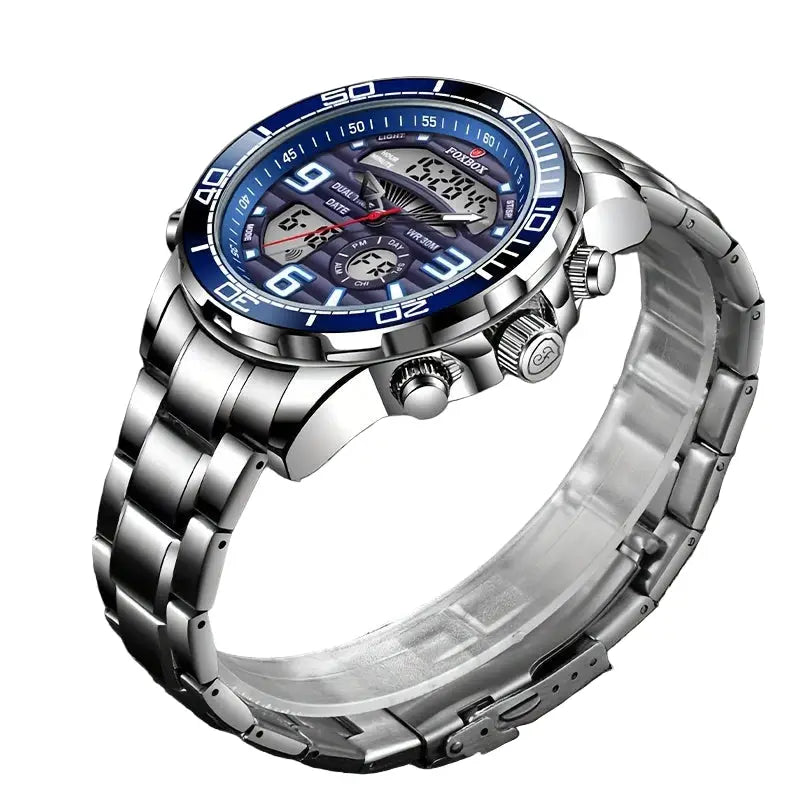 LIGE Men's Dual Display Watch – Stainless Steel Quartz (6 models available) Habicare