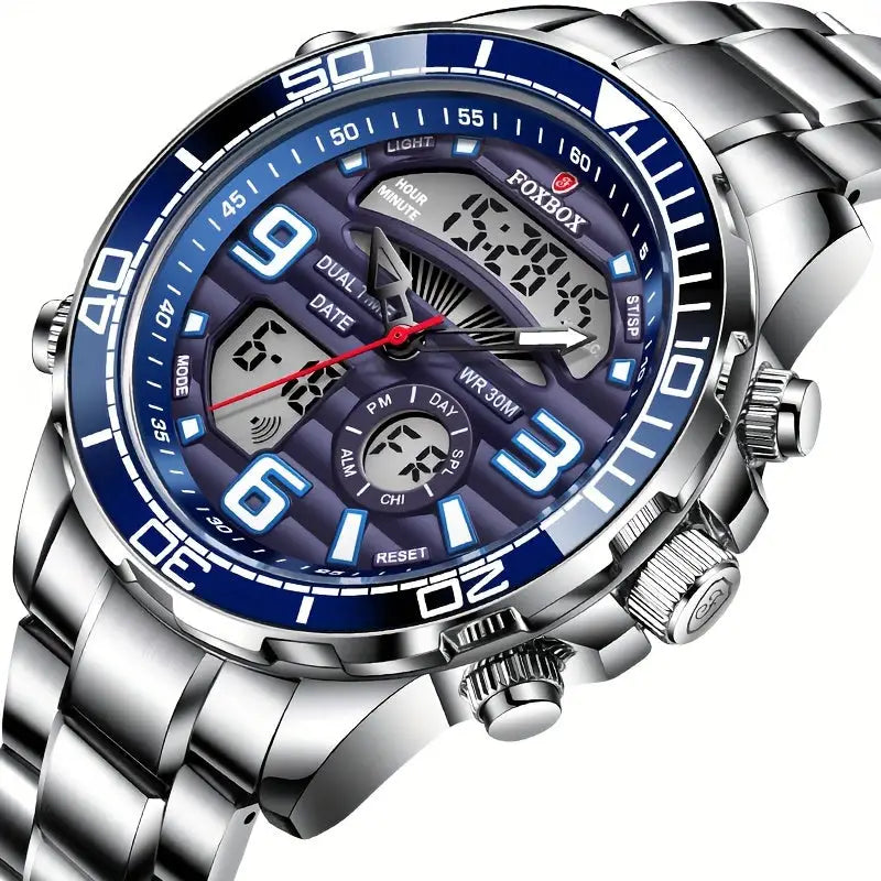 LIGE Men's Dual Display Watch – Stainless Steel Quartz (6 models available) Habicare
