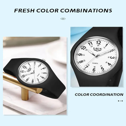 LIGE Minimalist Silicone Quartz Watch – Unisex Design (Available in Multiple Colour Combinations) Habicare