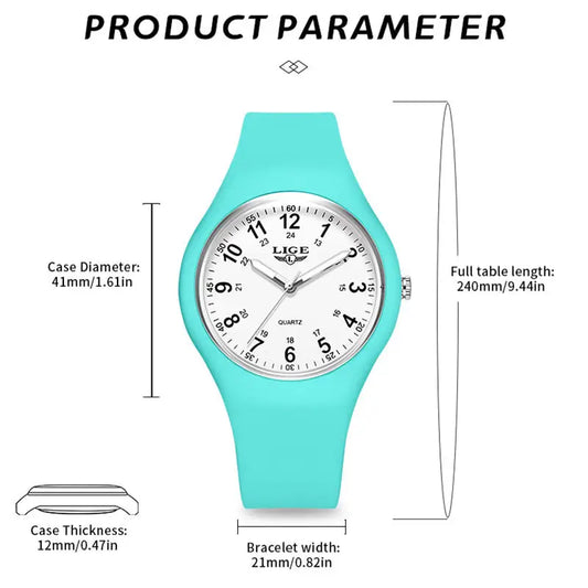 LIGE Minimalist Silicone Quartz Watch – Unisex Design (Available in Multiple Colour Combinations) Habicare