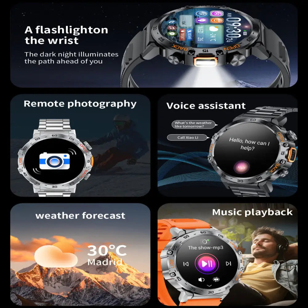 LIGE Outdoor Smartwatch – HD Screen, LED Flashlight, 290mAh Battery (6 types available) Habicare