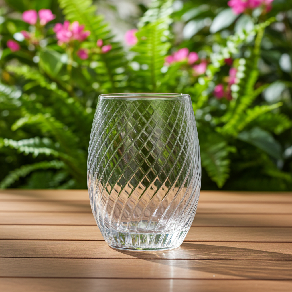 Frankly Cotton Clear Diagonal Textured Glass Tumbler 330ml Nest & Stem Homewares
